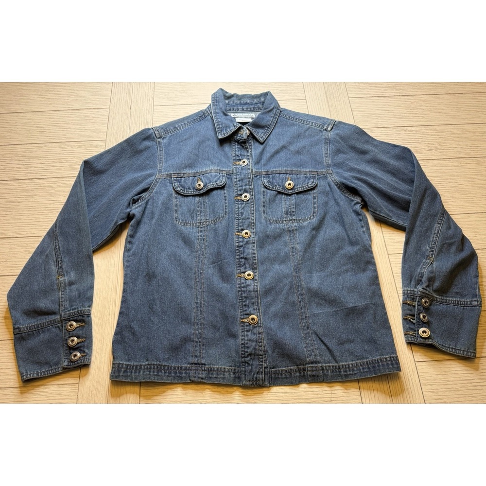 Columbia Womens Jean Jacket Shacket Sz M Button Up Pockets Light Weight Classic